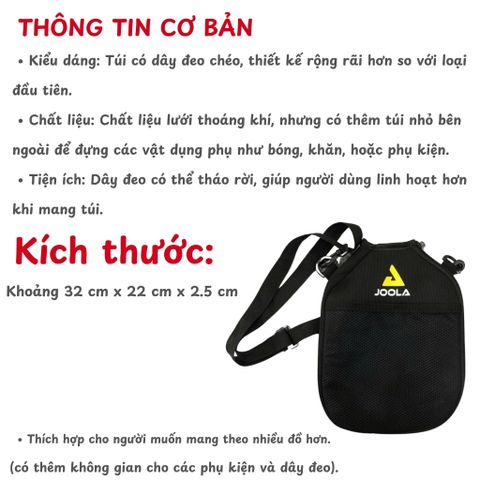 Túi đựng vợt, bao đựng vợt pickleball Joola chất vải nỉ túi có khóa kéo hoặc túi dây đeo bền bỉ