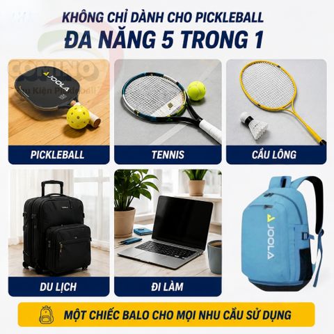 Balo thể thao JOOLA cao cấp – Balo đi chơi, đựng vợt cầu lông, bóng bàn, pickleball 45x35x25 cm