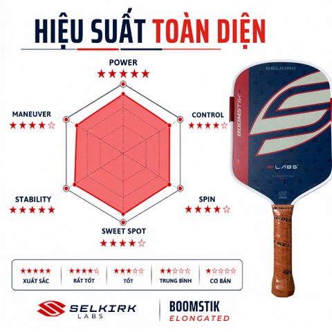 Vợt Pickleball Selkirk OMNI Elongated, lõi tổ ong, bản 16mm, mặt nhám carbon T700 , bản 1776