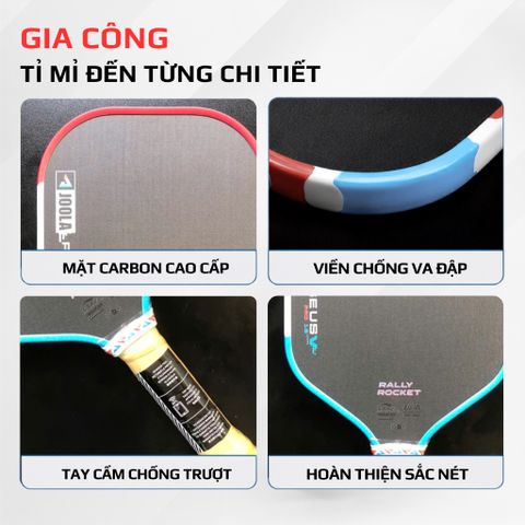 Vợt Pickleball Joola Pops, RALLY ROCKET PRO V (Gen 5) bản 16mm, mặt carbon nhám, hàng siêu cấp