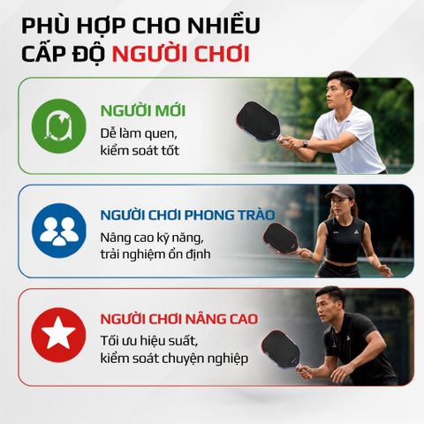 Vợt Pickleball Joola Pops, RALLY ROCKET PRO V (Gen 5) bản 16mm, mặt carbon nhám, hàng siêu cấp