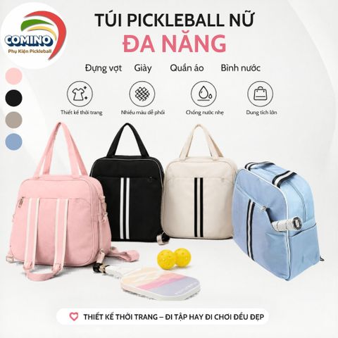 Balo thể thao, túi xách đựng vợt pickleball nữ, chất ni lông chống nước nhẹ, kích thước 39x18x36 cm