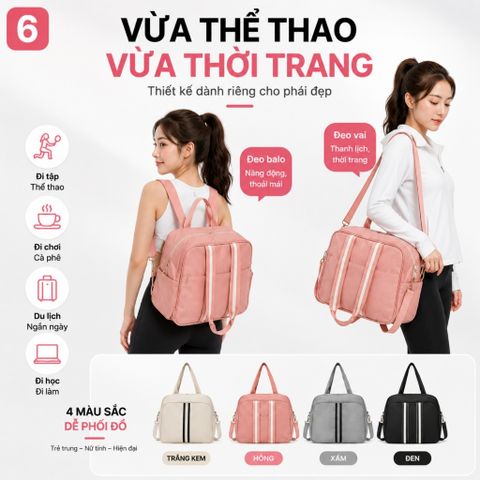 Balo thể thao, túi xách đựng vợt pickleball nữ, chất ni lông chống nước nhẹ, kích thước 39x18x36 cm