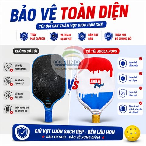 Vợt Pickleball Joola POPS, mặt nhám Carbon T700,16mm , lõi tổ ong trợ lực siêu cấp , nội địa trung