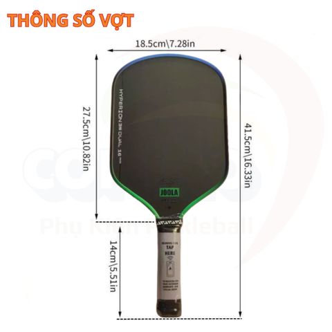 Vợt Pickleball JOOLA 3S Dual , Lõi Tổ Ong Carbon 16mm cao cấp hàng đẹp , hàng siêu cấp