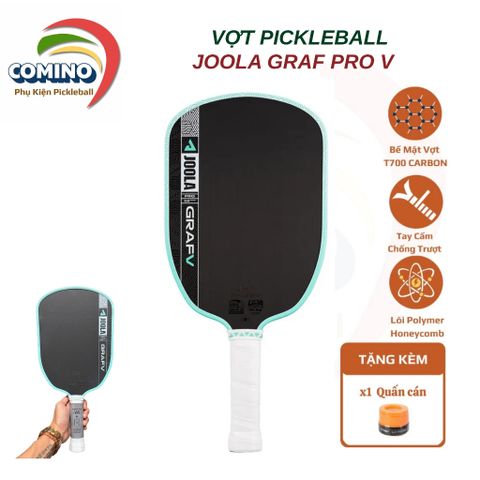 Vợt Pickleball JOOLA Graf Pro V (JOOLA Gen 5),bề mặt nhám carbon, lõi tổ ong - dày 16mm, tay cầm êm