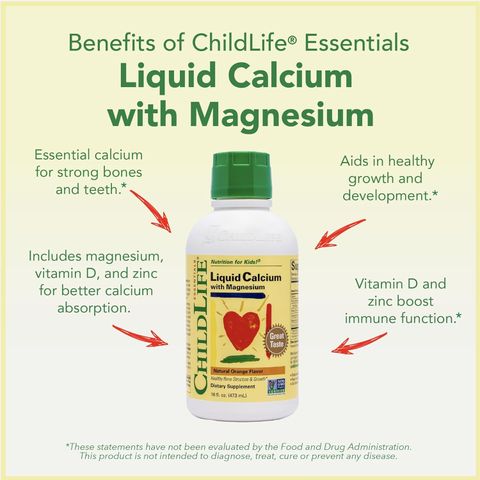 Bổ sung Canxi và Magie Childlife Liquid 473ml - Giúp phát triển xương chiều cao cho trẻ