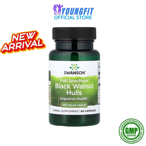 Viên Uống Hạt Quả Óc Chó - Nhập Mỹ Swanson Black Wallnut Hull - Hỗ Trợ Sức Khỏe Kháng Khuẩn - Hộp 60 viên