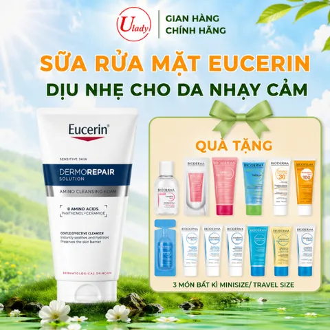 Sữa rửa mặt dịu nhẹ cho da nhạy cảm Eucerin Dermorepair Solution Amino Cleansing Foam