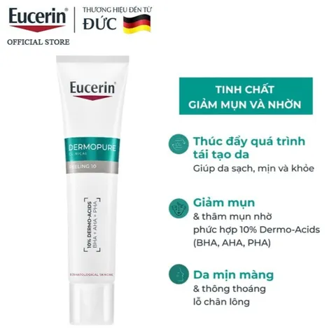 Gel Giảm Mụn Eucerin Dành Cho Mụn Viêm & Không Viêm 40ml - Dermopure Clinical Peeling 10