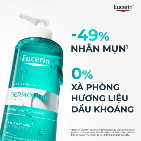 Gel Rửa Mặt Eucerin Cho Da Nhờn Mụn - Dermopure Clinical Purifying Cleanser