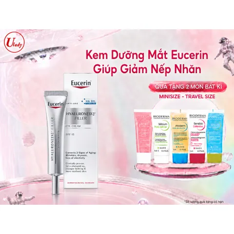 Kem Dưỡng Mắt Eucerin Giúp Giảm Nếp Nhăn 15ml - Hyaluron [3X]+ Filler Eye Cream SPF15