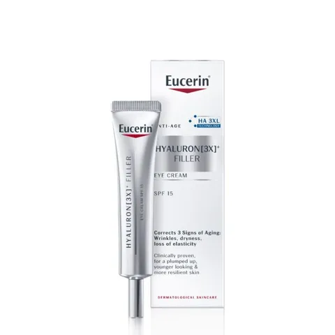 Kem Dưỡng Mắt Eucerin Giúp Giảm Nếp Nhăn 15ml - Hyaluron [3X]+ Filler Eye Cream SPF15