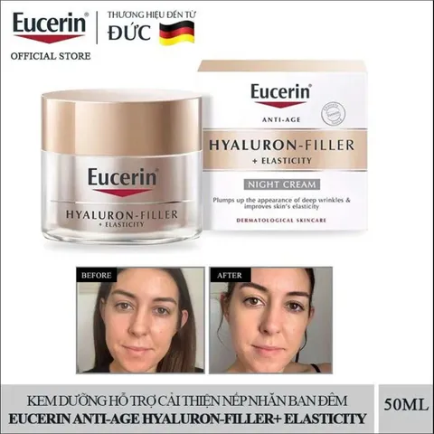 Kem Dưỡng Đêm Eucerin Giảm Nếp Nhăn Sâu & Chảy Xệ 50ml - Hyaluron Filler + Elasticity Night