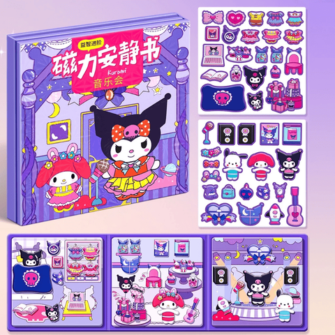 [Loại TO] Sách Bóc Dán Nam Châm Nhân Vật Sanrio Kuromi - My Melody - Cinnamoroll, Nhập Vai Thay Đồ Cho Bé