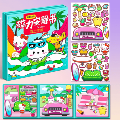 [Loại TO] Sách Bóc Dán Nam Châm Nhân Vật Sanrio Kuromi - My Melody - Cinnamoroll, Nhập Vai Thay Đồ Cho Bé