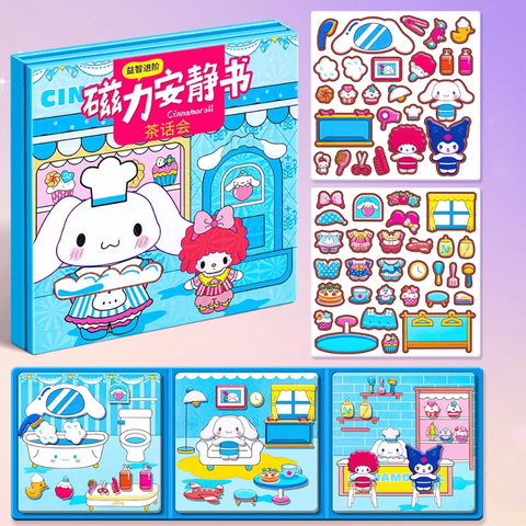 [Loại TO] Sách Bóc Dán Nam Châm Nhân Vật Sanrio Kuromi - My Melody - Cinnamoroll, Nhập Vai Thay Đồ Cho Bé