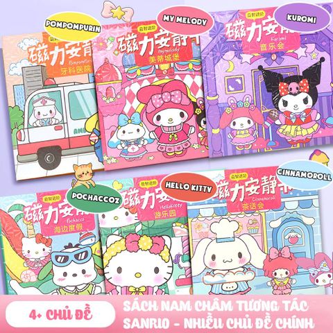 [Loại TO] Sách Bóc Dán Nam Châm Nhân Vật Sanrio Kuromi - My Melody - Cinnamoroll, Nhập Vai Thay Đồ Cho Bé