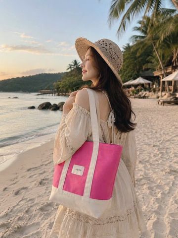 🛍️ Túi Lancome hồng đi biển chính hãng, túi xách thời trang cao cấp, sang trọng, bền đẹp