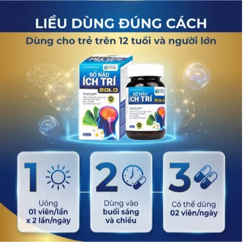 Viên uống tăng cường tuần hoàn não, giảm rối loạn tiền đình Bổ Não Ích Trí Gold (60 viên)