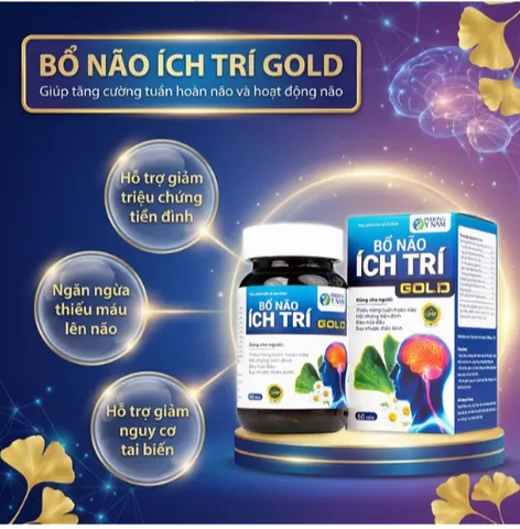 Viên uống tăng cường tuần hoàn não, giảm rối loạn tiền đình Bổ Não Ích Trí Gold (60 viên)