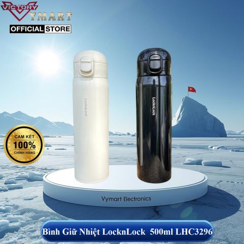 Bình Giữ Nhiệt LocknLock LHC3296 500ml - Thép Không Gỉ, Giữ Lạnh 23h, Giữ Nóng 9h, Thiết Kế Một Nút Bấm Thông Minh