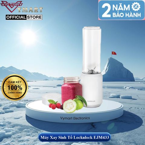 Máy Xay Sinh Tố Mini Blender LocknLock EJM433WHT 280ml - Thiết Kế Nhỏ Gọn, Công Suất 150W, Bảo Hành 2 Năm, Dễ Dàng Sử Dụng