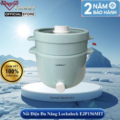 Nồi Lẩu điện đa năng LocknLock Electrc Multi Pot EJP156MIT 220V, 600W dung tích 2L, Màu Mint - Hàng Chính Hãng