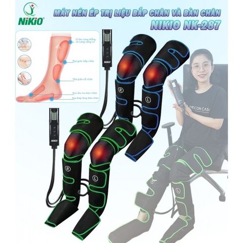Máy Massage Chân Nikio NK-287 - Công Nghệ Túi Khí, Nhiệt Sưởi, Cải Thiện Suy Giãn Tĩnh Mạch, 3 Chế Độ Massage, Hỗ Trợ Khớp Gối