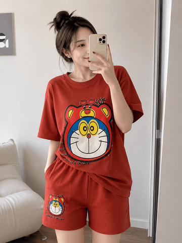 Bộ thun cotton doremon đáng yêu cute cho nữ, đồ bộ nữ, đồ bộ bé gái 45-60kg