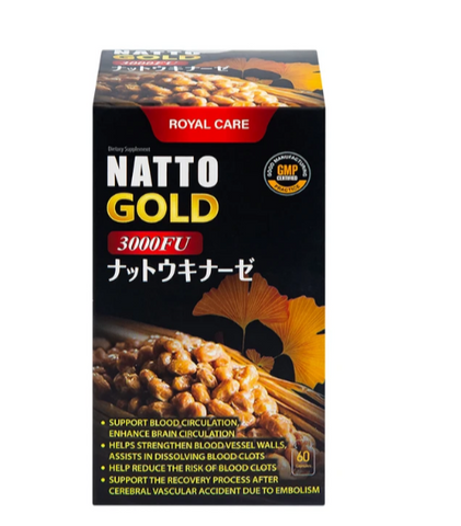 Viên uống hỗ trợ hoạt huyết, tăng cường tuần hoàn não Natto Gold 3000FU Royal Care (60 viên)