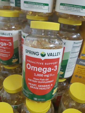 Viên uống Spring Valley Maximum Care Omega-3 2000 mg |180 viên| Hỗ trợ tim mạch/Cải thiện trí nhớ & Bảo vệ thị lực [S/P nội địa Mỹ]