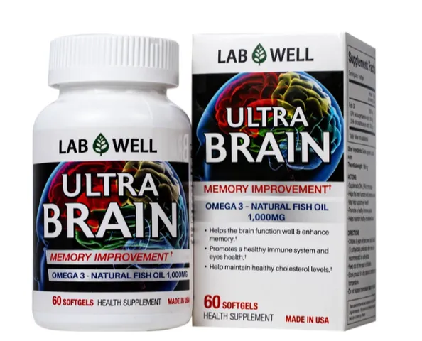 Viên uống bổ não, tốt cho mắt và tim mạch Ultra Brain Lab Well (60 viên)