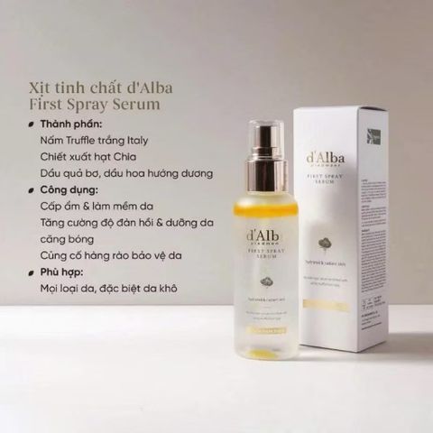 Serum dạng xịt khoáng căng bóng da D'ALBA First Spray Serum 100ml