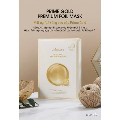 Hộp 10 Mặt Nạ Lá Vàng JMsolution Prime Gold Premium Foil 30ml - Hỗ Trợ Nuôi Dưỡng Và Săn Chắc Da - Chính Hãng 784369