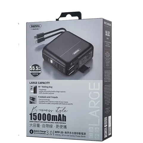 Sạc dự phòng Re Max RPP 20- Cốc sạc kiêm Pin dự phòng 15000 mAh hỗ trợ sạc nhanh PD 3.0 và QC 3.0 F