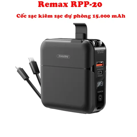 Sạc dự phòng Re Max RPP 20- Cốc sạc kiêm Pin dự phòng 15000 mAh hỗ trợ sạc nhanh PD 3.0 và QC 3.0 F
