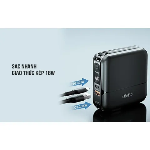 Sạc dự phòng Re Max RPP 20- Cốc sạc kiêm Pin dự phòng 15000 mAh hỗ trợ sạc nhanh PD 3.0 và QC 3.0 F