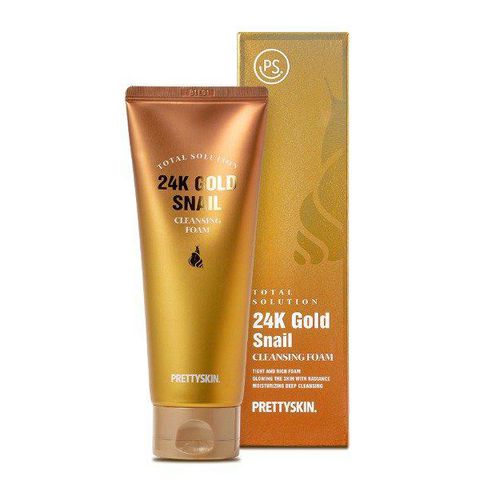 Sữa rửa mặt Ốc Sên dưỡng ẩm, sáng da Prettyskin Total Solution 24K Gold Snail Cleansing Foam 150ml