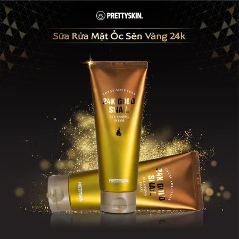 Sữa rửa mặt Ốc Sên dưỡng ẩm, sáng da Prettyskin Total Solution 24K Gold Snail Cleansing Foam 150ml