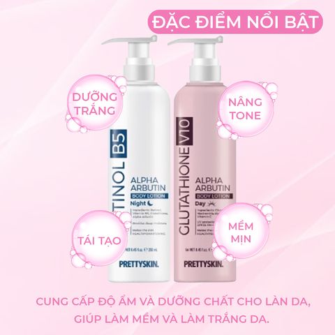 Sữa dưỡng thể Kích Trắng Ban Đêm Tái Tạo, Phục Hồi Làn Da Pretty Skin Retinol B5 Body Lotion 250ml