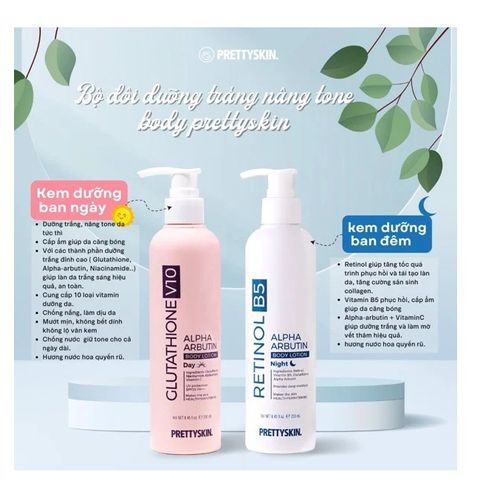 Sữa dưỡng thể Kích Trắng Ban Đêm Tái Tạo, Phục Hồi Làn Da Pretty Skin Retinol B5 Body Lotion 250ml
