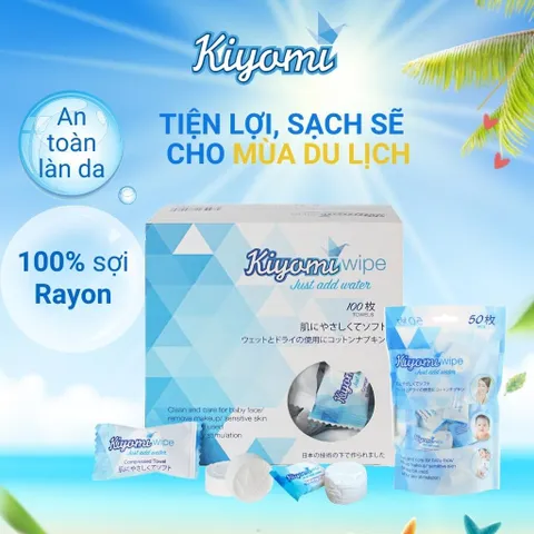Khăn Mặt Nén Đa Năng Dạng Kẹo Tiện Lợi Nhật Bản Kiyomi loại 100 viên / 50 viên size 22x24cm
