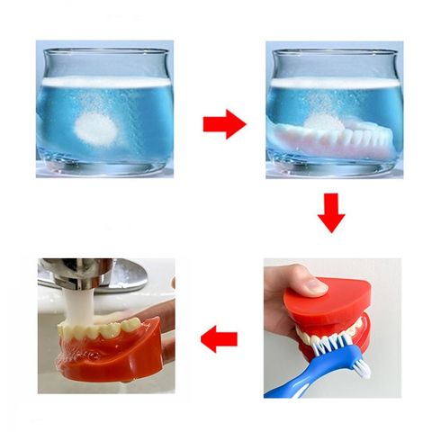 Hộp 120 viên vệ sinh hàm răng giả, khay niềng răng Nhật Bản