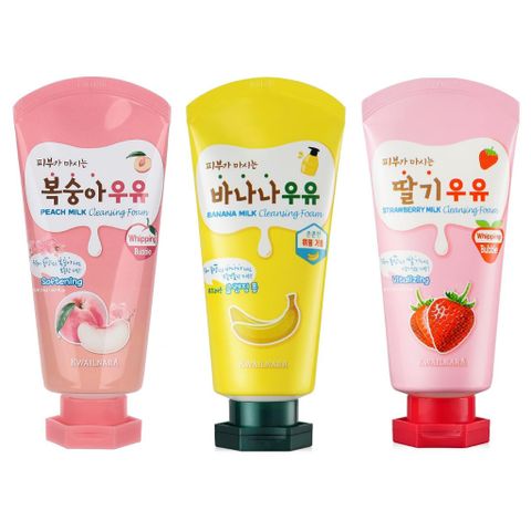 Sữa rửa mặt trái cây dưỡng ẩm và sạch sâu Welcos Kwailnara Milk Facial Cleansing Foam Hàn Quốc 120ml