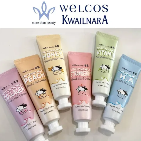 Kem dưỡng da tay và móng KWAILNARA Hàn Quốc cấp ẩm, dưỡng mềm da 30gr - Đào, Mật ong, Hyaluronic