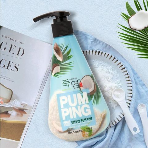 Kem đánh răng PumPing trái dừa + bạc hà hơi thở thơm mát Hàn Quốc 285g