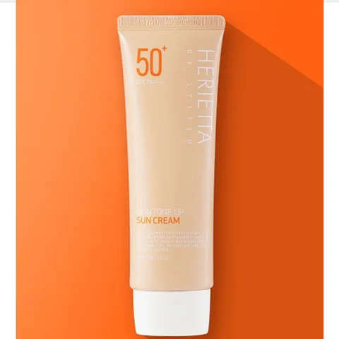 Kem chống nắng nâng tông, che khuyết điểm kiềm dầu Herietta UV System Skin Tone - Up Sun Cream Hàn Quôc 70ml