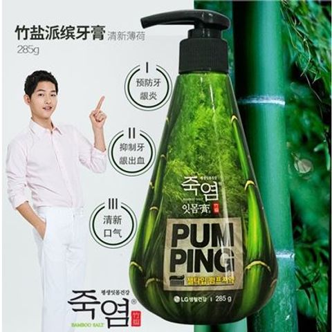 Kem đánh răng trắng răng, ngừa hôi miệng Perioe Pumping Bamboo Salt muối tre Hàn Quốc 285g