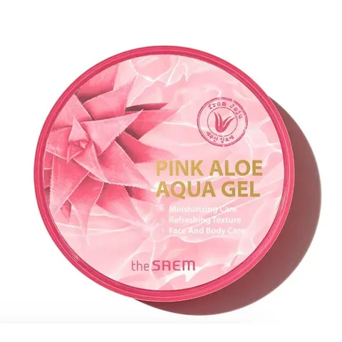 Gel dưỡng ẩm và làm dịu da The Saem Pink Aloe Aqua Gel Hàn Quốc 300ml